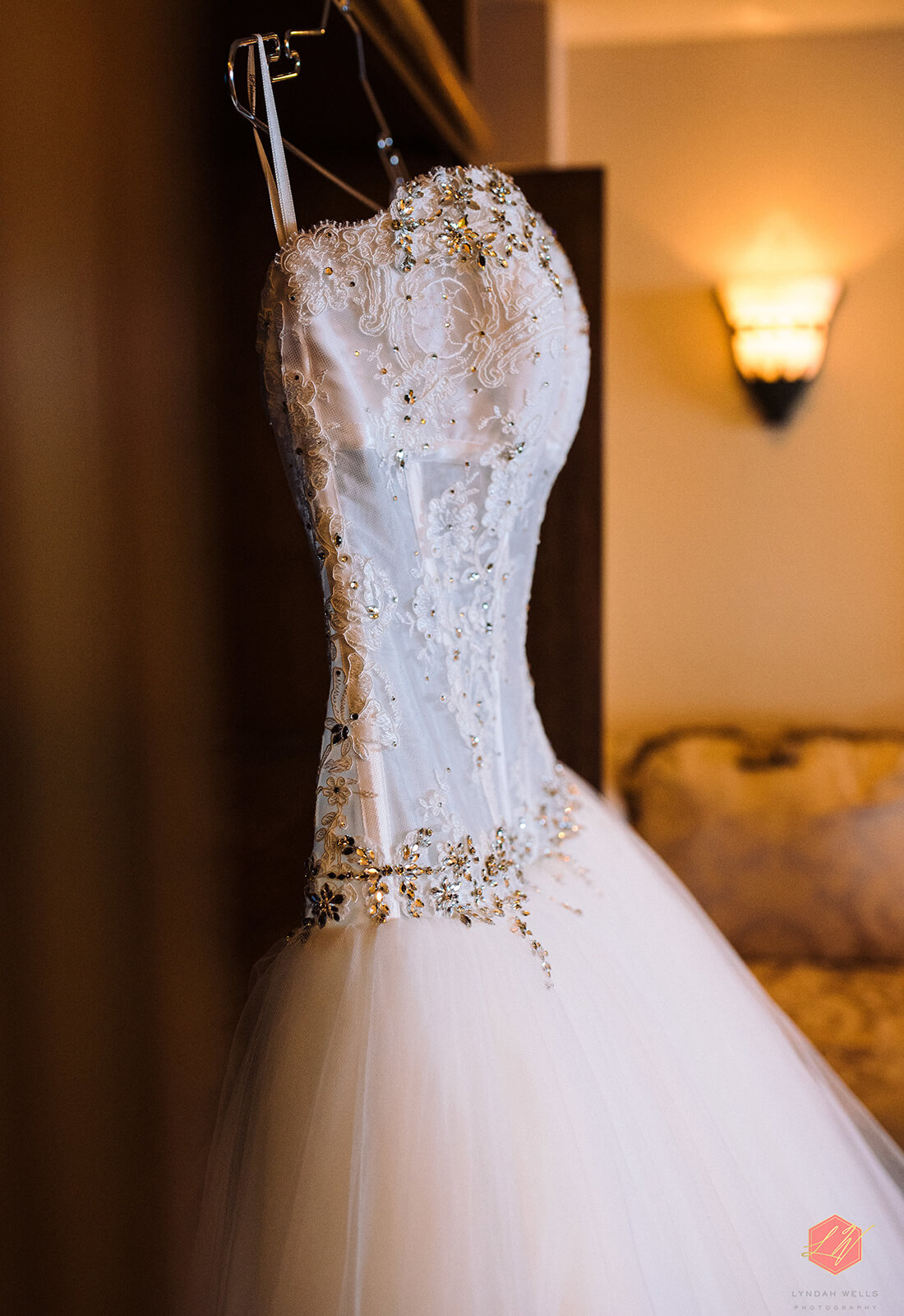 Stunning lace drop-waist ballgown Pronovias wedding dress
